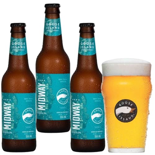 Pack 3 unidades Cerveja Goose Island Puro Malte Session 355ml + Copo Oficial