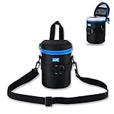 JJC レンズケース レンズポーチ Canon EF-S 17-55mm 17-85mm 55-250mm 24-70mm / ニコン AF-S 18-200mm 18-105mm 100-300mm 55-200mm / Sony E 55-210mm などのデジタル一眼レフカメラレンズ用、内寸80 x 135mm サイズ ポリエステル製 撥水 耐衝撃 ショルダーストラップ付き