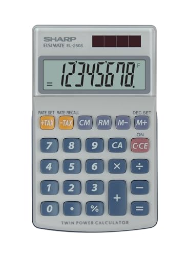 Sharp EL-250S Bolsillo - Calculadora (Bolsillo, Calculadora básica, 8 dígitos, Solar, Plata)