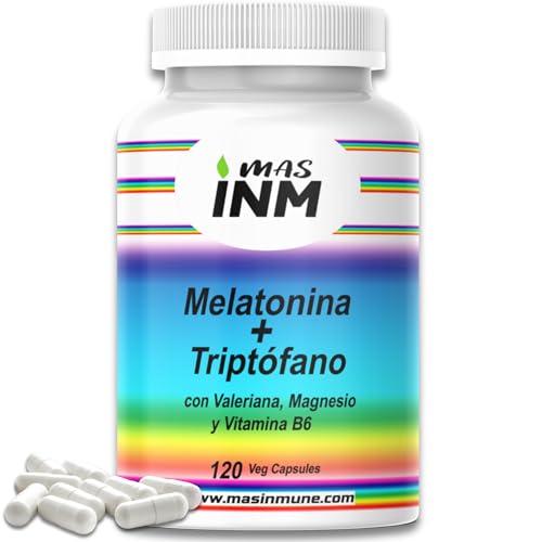 Melatonina con Triptófano con Magnesio - Vitamina B6 – Extracto de Valeriana – Ayuda para dormir bien adultos - Reduce la Ansiedad, el Cansancio y el Insomnio – Energía y Concentración - Masinmune