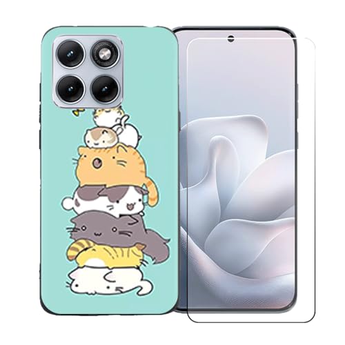 LCEHTOGYE �K�p Motorola Moto Edge 70 Fusion +�����K���X�X�N���[���v���e�N�^�[�p�P�[�X�A�K�p Motorola Moto Edge 70 Fusion (6,78")�ƌ݊����̂���u���b�N�\�t�gTPU�V���R���Q���P�[