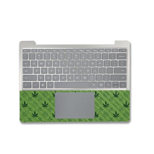 Image of MightySkins Carbon Fiber Skin Compatible with Microsoft Surface Laptop Go 3 (2023) Full Wrap Kit - CBD Green | Protective, Durable Textured Carbon Fiber Finish | Made in The USA