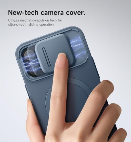 Image of SURITCH for iPhone 13 Pro Max /12 Pro Max Case with Magnetic Camera Slide Cover and Adjustable Kickstand, Compatible with MagSafe, Shockproof Bumper Case Slim Protective Cover 6.7 Inch, Blue