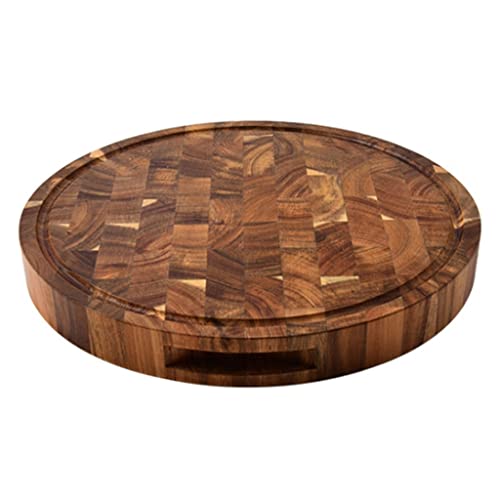 QYZUJIKL Tabla de Cortar Pieza de Tablas de Cortar de Madera de Grano Final， Bloque de Carnicero de Madera， Tabla de Cortar Carne， Tabla Gruesa de Madera Redonda，