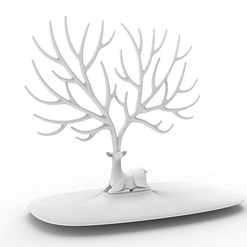 ZSQZJJ Decoración del hogar Adornos Estatuas Escultura,Pequeño Ciervo Soporte de joyería Bandeja de joyería Soporte de árbol Soporte de exhibición Estantes de Almacenamiento Cover