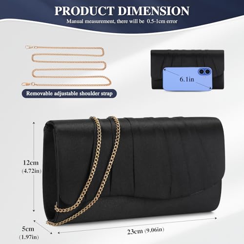 Image of UBAYMAX Clutch Purses for Women Formal, Pleated Satin Evening Bag Purse Handbags Evening Clutch for Prom Party Wedding
