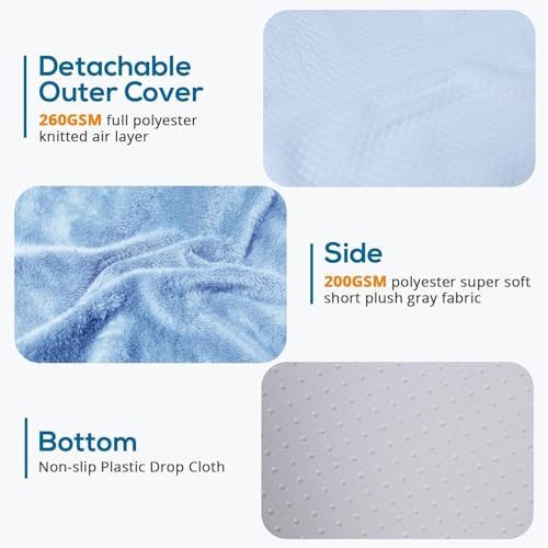 Image of Sasttie Wedge Pillow, 12 Inch Memory Foam Bed Wedge Pillow for Sleeping, Acid Reflux, Back Pain, Post Surgery, and Snoring, Designed with Washable Cover, Sky Gray