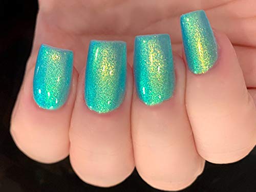 Polish Me Silly,Sea Me Glow- Neon Green Blue Yellow Gold "Glow Pop Nail Polish Collection" Multi-Color Shifting: Mylar Oil Slick, Vegan & Cruelty-Free Nail Polish, 0.5 Fl. Oz. (15 mL)