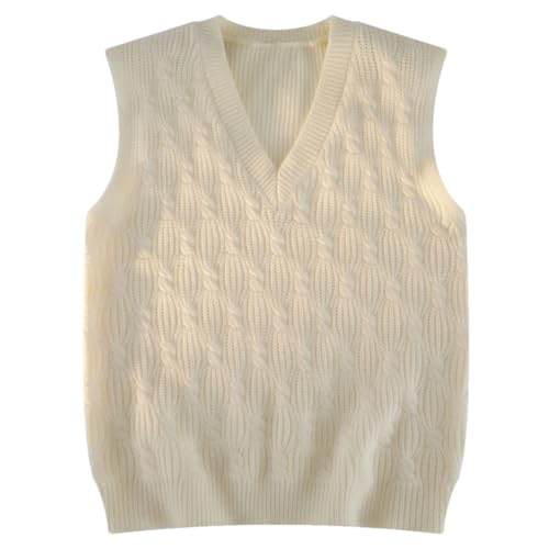 Men's Twisted Striped Cotton Vest Soft V-Neck Sleeveless Jumper for Casual Wear Layering Sweater Vest