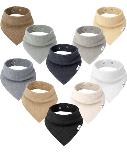 Image of DiaperSquad's 100% Organic Cotton Baby Drool Bibs, Super Absorbent & Adjustable Baby Bibs for Drooling and Teething