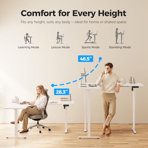 Image of Agilestic L Shaped Standing Desk 63 inch Adjustable Height, Electric Corner Standing Desk, Sit Stand Computer Table with Splice Board, White