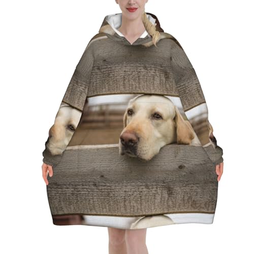 Sweat à capuche couverture en flanelle imprimé Labrador avec poches