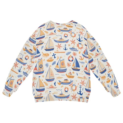 JUNZAN Blue Boats Anchors Kids Girls Pullover Hoodie Long Sleeve Kids Hoodies Boys Sports 4T2