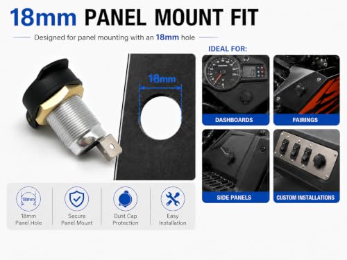 Image of Cliff Top Alloy Female DIN Motorcycle Socket Compatible with Hella Powerlet | 16A 12-24V DC, female DIN socket, 18mm panel mount, alloy body, brass ring, spring contacts, spring weather cap
