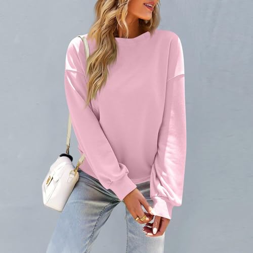 Image of Women Crew Neck Sweatshirts Fall Casual Oversized Sweat Shirts Long Sleeve Cute Preppy Sweatshirt Comfort Pullover