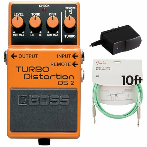 BOSS/DS-2 Turbo Distortion ディストーション 純正アダプターPSA-100S2+ケーブル(Surf Green/3m) 同時購入セット