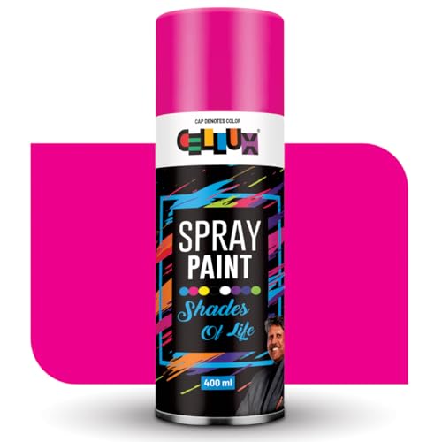 Image of Cellux 2X Ultra Cover Fluorescent Pink Spray Paint | DIY, Quick Drying with Premium Gloss Finish for Metal, Wood, Wall & other Surfaces - 400 ML