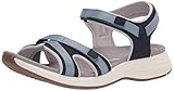 Correas de velcro Clarks Solan Drift, Sandalias Planas Mujer, Cuero de Ante Azul Marino, 41.5 EU