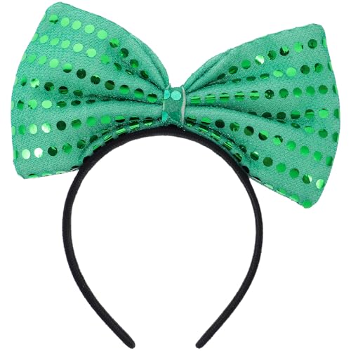 Bandeau Cheveux Femme Vert à Grand Nœud Brillant pour Accessoire Coiffure Fête