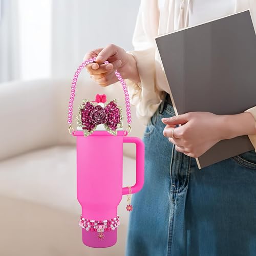 Hpebl 10PCS Flower Accessories for Stanley Cup 30 40oz Tumbler,Fuchsia - image 4