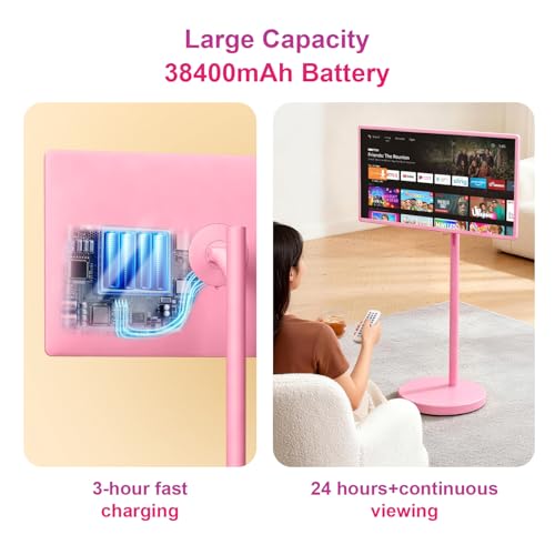 Image of VLH Smart Portable TV on Wheels | 32 Inch Touchscreen Rolling TV | EDLA-Certified Android 15 OS | 38400mAh Battery Powered | 8GB RAM + 128GB Storage | 10-12H Playtime | Voice Remote Control | EDLA-Certified Android 15 OS,38400mAh Battery Powered,8GB RAM + 128GB Storage,10-12H Playtime,Voice Remote Control