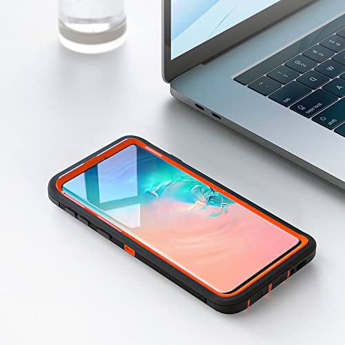 Image of Case for Galaxy S10, Heavy-Duty Tough Rugged Shockproof Drop Protective Cover Cases for Samsung Galaxy S10, Black+Orange