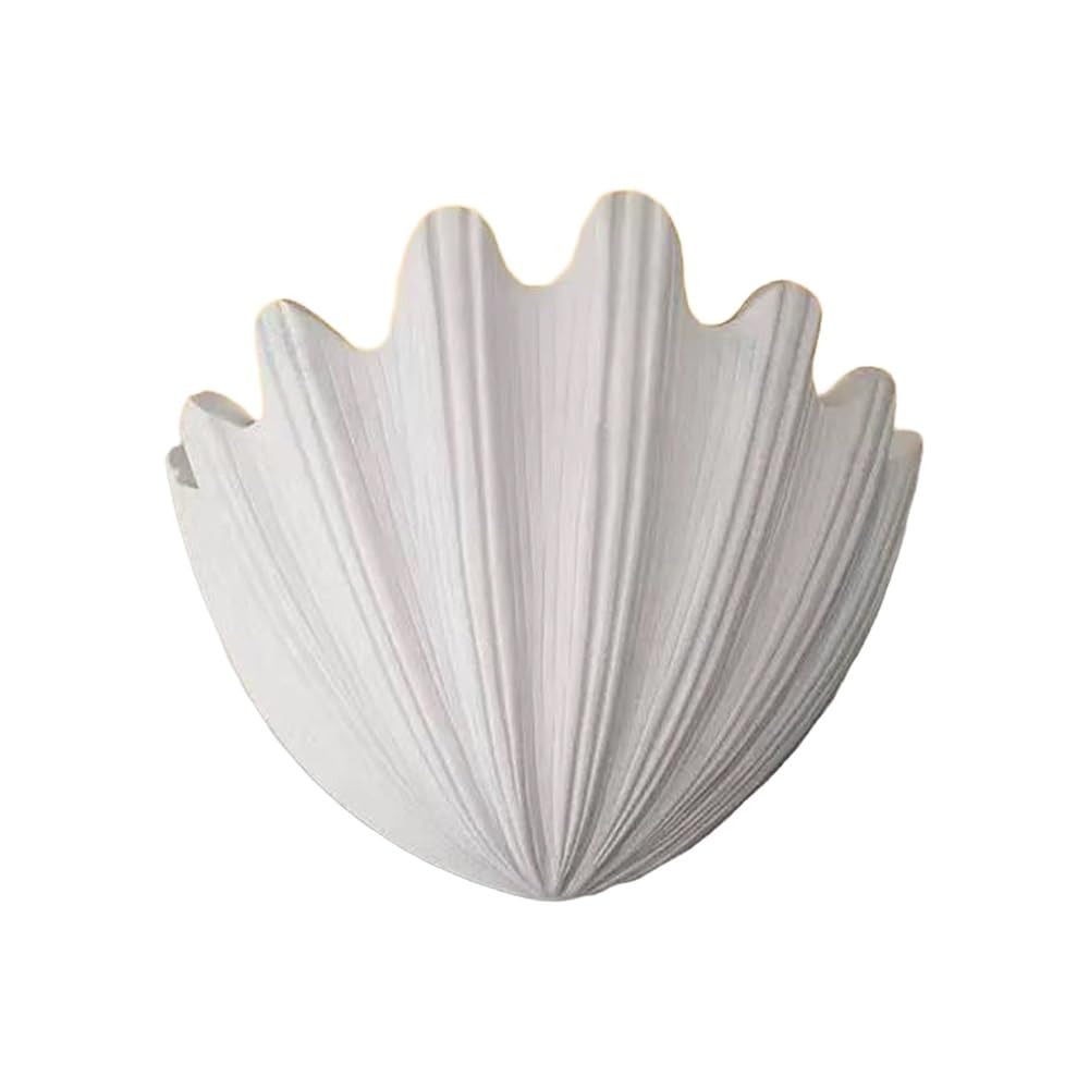 SXECAEPS White Plaster Shell Sconce Sculptural Wall Mount Light Fixture, Aesthetic Gypsum Lamps for Bedroom Living Room Home Decor, G9 Hardwired Sconces Lighting(C)