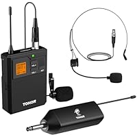TONOR Microfono Inalambrico UHF con Micrófono Diadema/Lavalier