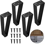 16 inch Table Legs,Trapezoid Metal Coffee Table Legs,Metal Table Legs for Modern Desks,Night Stands,Bench,Sofa,etc with Heavy Duty Iron and Industrial Design (2pcs - Matte Black Paint),FATATA