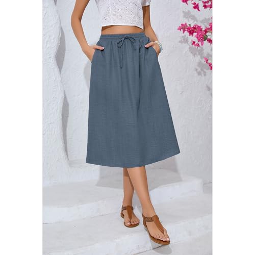 Image of Witsmile Women's Summer Pleated High Waisted Casual Flowy Skirt Pockets