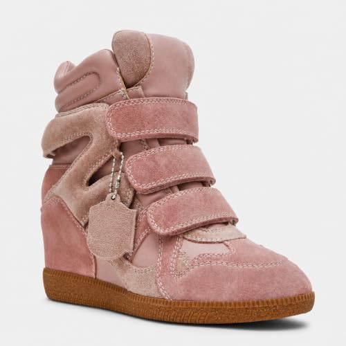 Image of Dsevht Hidden Wedge Sneakers for Women High Top Fashion Sneaker Suede High Heel Platform Tennis Triple Strappy Band Casual Vintage Dressy Comfy Campus Trendy Retro Sneaker