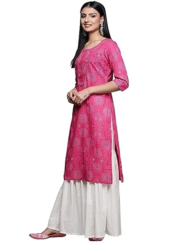 Image of Ayukta Women Cotton Printed Straight Kurta