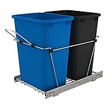 Rev-A-Shelf RV-18KD-2218C-S Double 35 Quart Pull Out Waste Containers for Kitchen Cabinet Blue and...