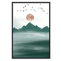 Framed Canvas Wall Art Abstract Sunrise and Sunset Canvas Prints Home Artwork Decoration for Living Room,Bedroom - 16x24 inches