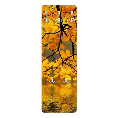 Wandgarderobe inkl. 5 Haken Wald Bäume platzsparendes Design - Made in Germany - Motiv Modern Flurgarderobe orange schmal Garderobenpaneel 2118