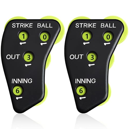 Deekin 2 Pieces 4 Wheel Baseball Umpire Clicker Black Umpire Indicator Gear Practical Baseball Counter Clicker for Innings Scorekeeper Recording Outs Innings Balls Softball Referee (Black Green)