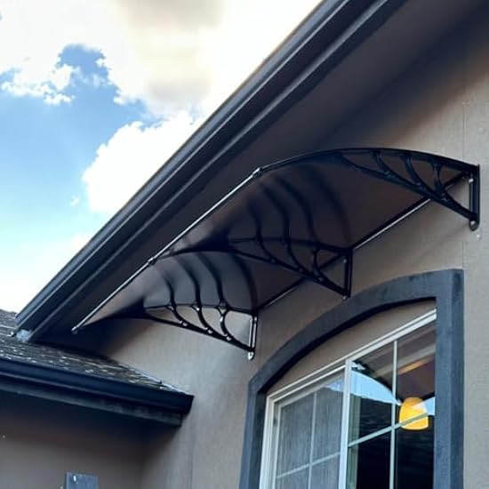 Pensilina Esterno 300x100cm - Tettoia In Policarbonato Per Balcone, Grigio - Foto 6