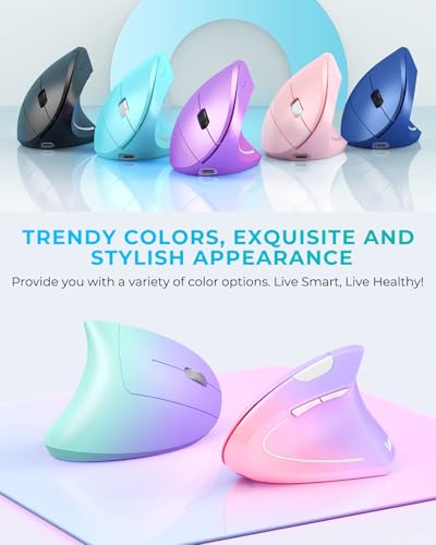 Lekvey Ergonomic Mouse, Vertical Wireless Mouse, Rechargeable 2.4G Optical Carpal Tunnel Mice with USB Receiver: 1000/1200 / 1600 DPI, 6 Buttons, for Laptop, Computer, PC, Desktop, Notebook, White