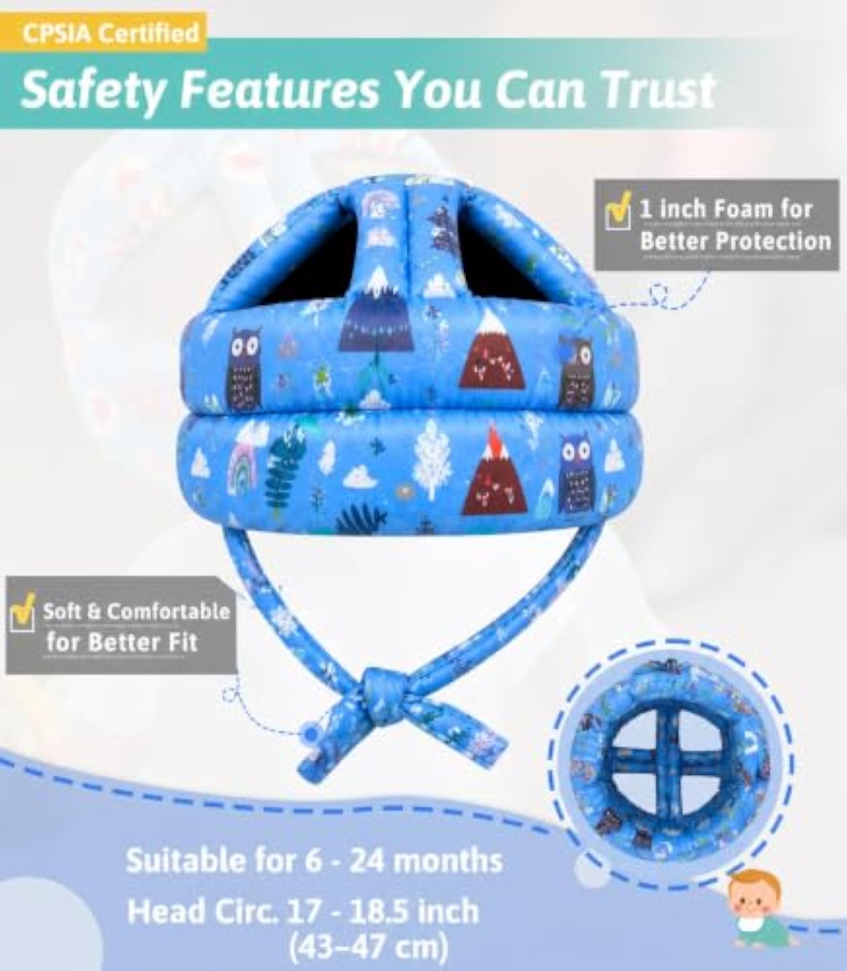Adjustable Safety Helmet for Crawling & Walking
