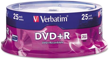 Verbatim DVD+R Discs, 4.7GB, 16x, Spindle, Silver, 25/Pack