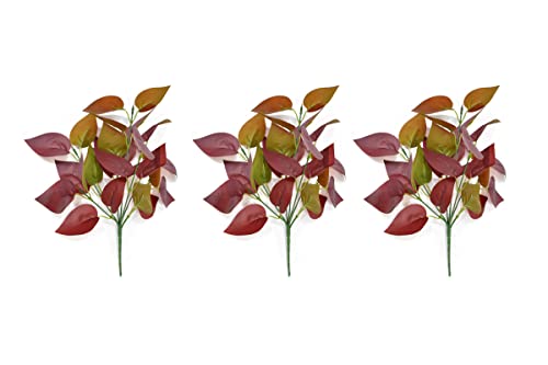Artificial Bushes for Home Decor Red Color (AGB-034) Pack of 3