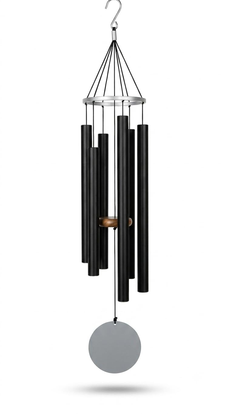 Nature's Melody Aluminum Wind Chime (42 inch, Silver Black)-picture-12