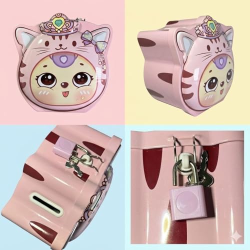 Image of Sajani Cute Cartoon Creative Portable Piggy Bank, Money Saving Box with Combination Lock, Mini Coin Bank Gifts for Boys and Girls, Best Return Gifts for Kids (Pack of 1) (Tiger - Pink)