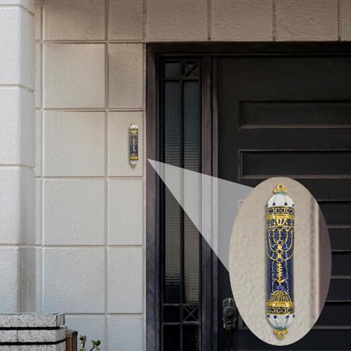 MrMrKura Mezuzá com rolagem para porta, mezuzá de bênção de liga de zinco e esmalte para porta, esto