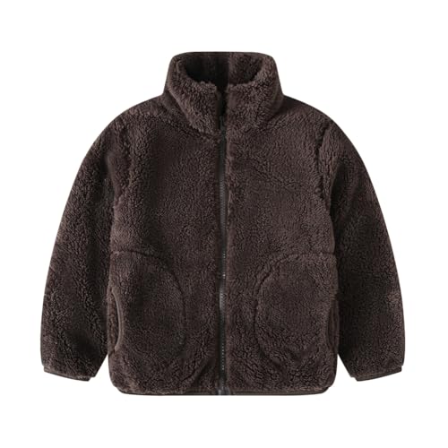 Kids Boys Girls Jacket 2-11T Youth Winter Warm Solid Color Coat Zip-up Sweater Fall Clothes