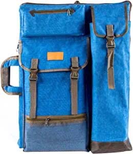 Transon Art Portfolio Case Artist Backpack Canvas Bag Large 26” x 19.5” Blue Color — image 1