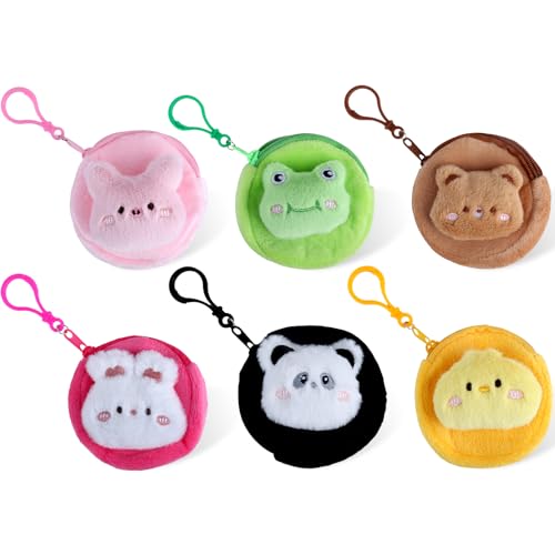 Niceup 28-Pack Mini Stuffed Plush Animals Toys for Kids Party Bag Fillers, Keychain Coin Purse Bags for Kids Birthday Party Favors Goodie Bags Return Gifts Classroom Rewards