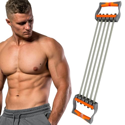 Adjustable Chest Expander with 5 Removable Tubes, 4 Resistance Levels Forearm Strengthener Arm...