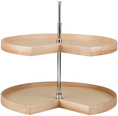 Lazy Daisy Banded Wood Kidney Shaped 2 Shelf Lazy Susan with Hardware by Oharco Distributors Inc