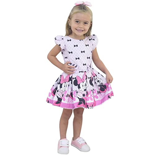 Vestido Minnie Rosa - Meninas Bebês 6 Meses a 10 anos